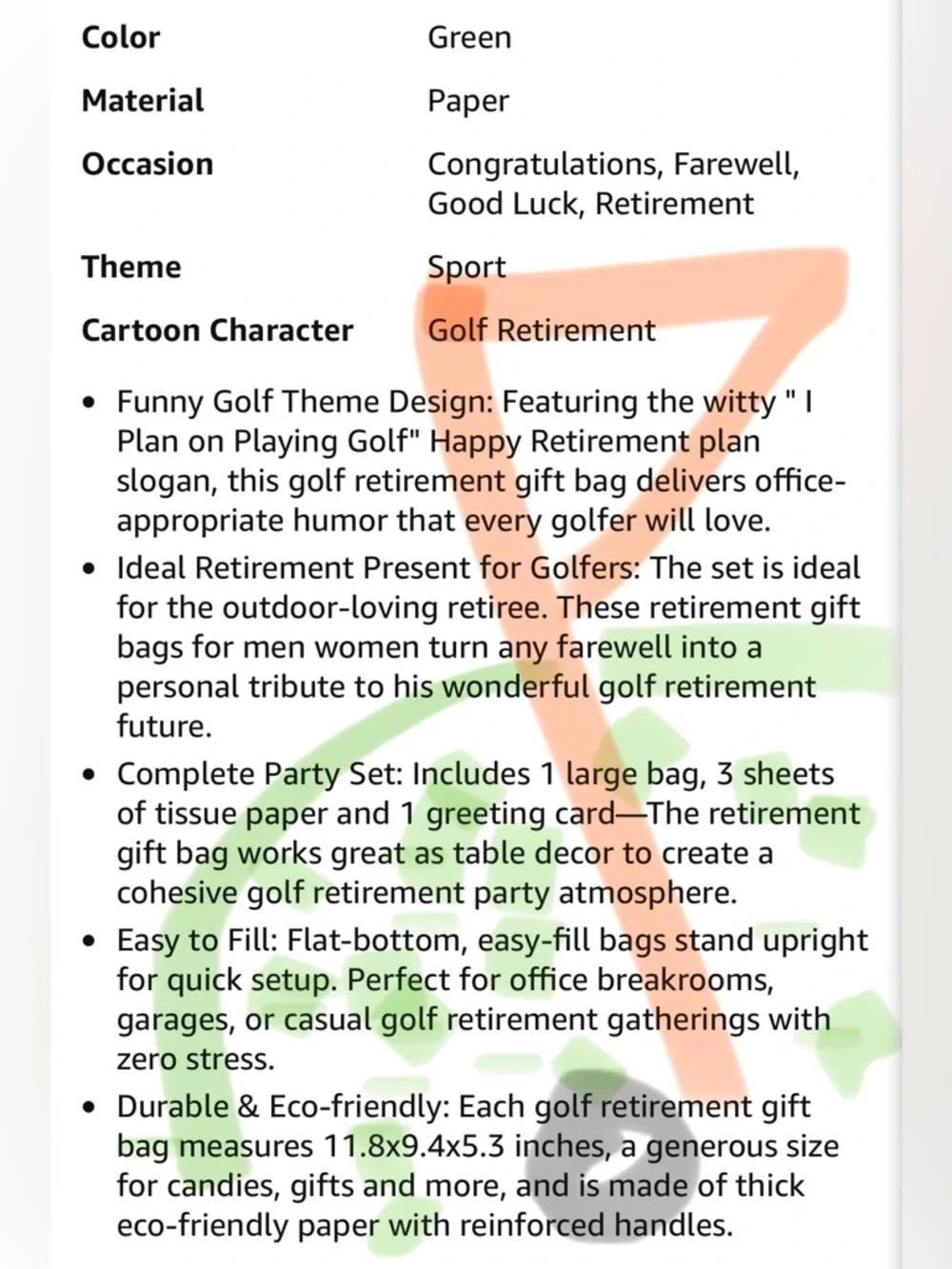 Retirement Plan Playing Golf Gift Bag with Green Tissue